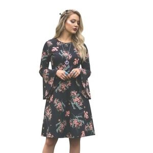 Copper Key Fairygrunge Dark Romantic Womens Medium Whimsigoth Bell Sleeve Dress